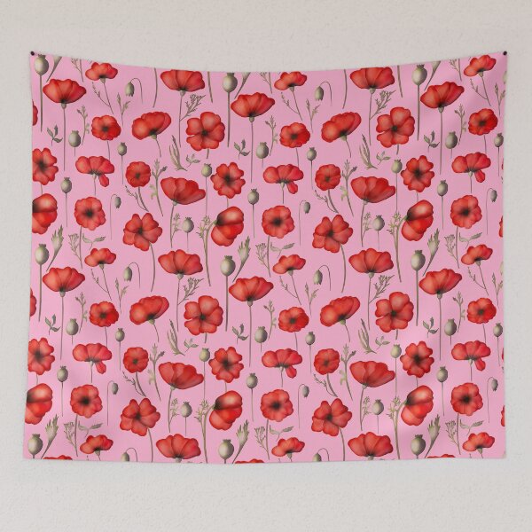 Item preview, poppies on a pink background designed and sold by Sonja Birkelbach.