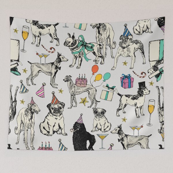 Item preview, whimsical dogs birthday party celebration  designed and sold by Gossip Rag.