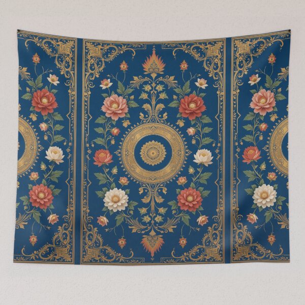 Item preview, Blue and Rose Persian Style Whimsical Vintage Pattern Art  designed and sold by Witty Shirts.