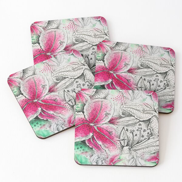 Item preview, Valentine Pink Ink Lilies designed and sold by VariARTyPrints.