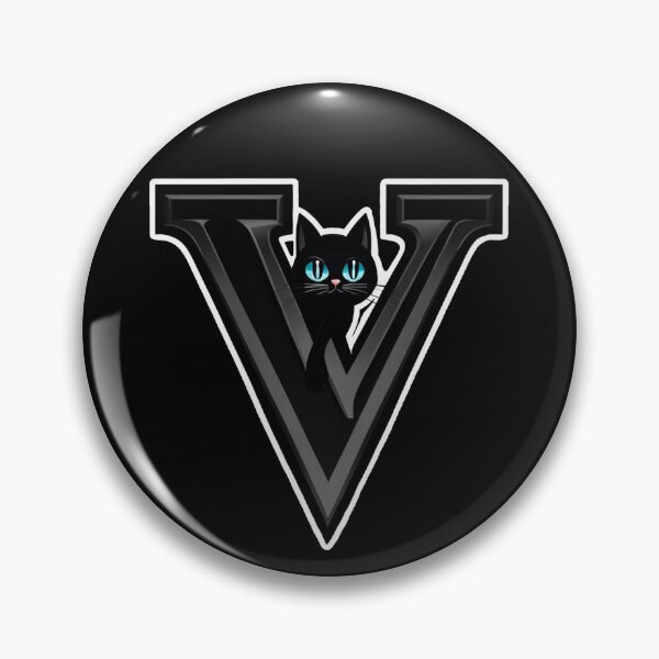 Item preview, Black Capital Letter V Monogram with Black Cat | Alphabet Letters | Cat Illustration designed and sold by UnhingedBird.