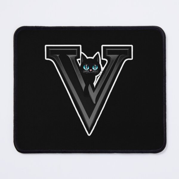 Item preview, Black Capital Letter V Monogram with Black Cat | Alphabet Letters | Cat Illustration designed and sold by UnhingedBird.