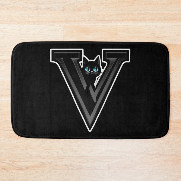 Item preview, Black Capital Letter V Monogram with Black Cat | Alphabet Letters | Cat Illustration designed and sold by UnhingedBird.