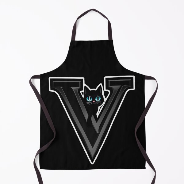 Item preview, Black Capital Letter V Monogram with Black Cat | Alphabet Letters | Cat Illustration designed and sold by UnhingedBird.