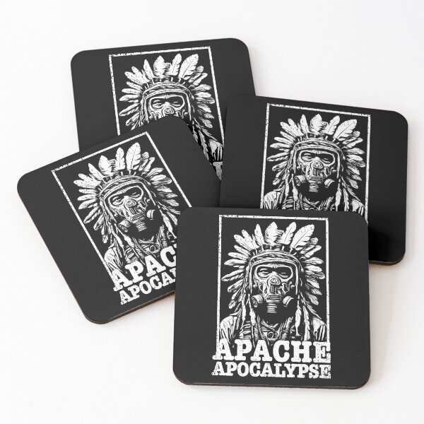 Item preview, Apache Apocalypse - Wild West Indian Chief with Gasmask - BW version designed and sold by AnAzArt.