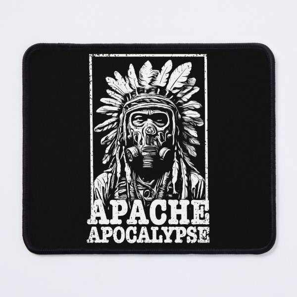 Item preview, Apache Apocalypse - Wild West Indian Chief with Gasmask - BW version designed and sold by AnAzArt.