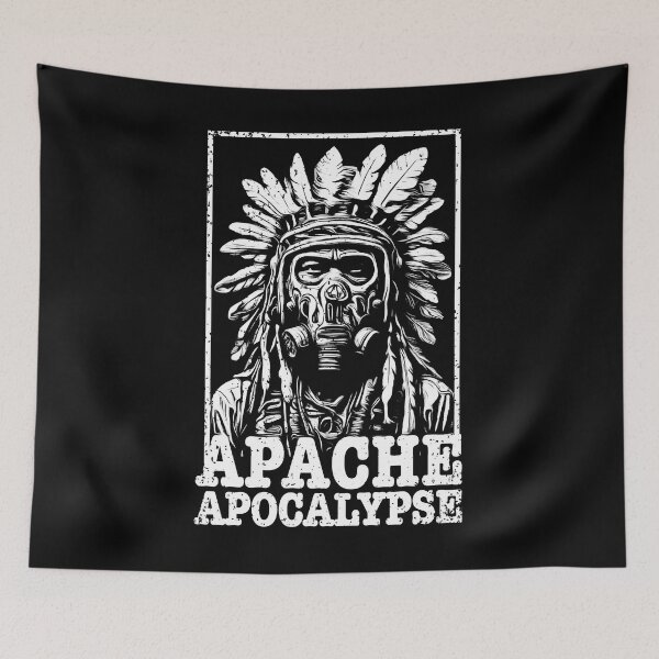 Item preview, Apache Apocalypse - Wild West Indian Chief with Gasmask - BW version designed and sold by AnAzArt.