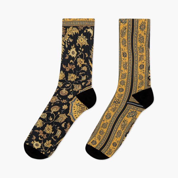 Item preview, Black and Yellow Persian Style Whimsical Vintage Pattern Art  designed and sold by Witty Shirts.