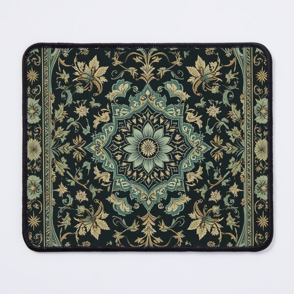 Item preview, Black and Greene Persian Style Whimsical Vintage Pattern Art  designed and sold by Witty Shirts.