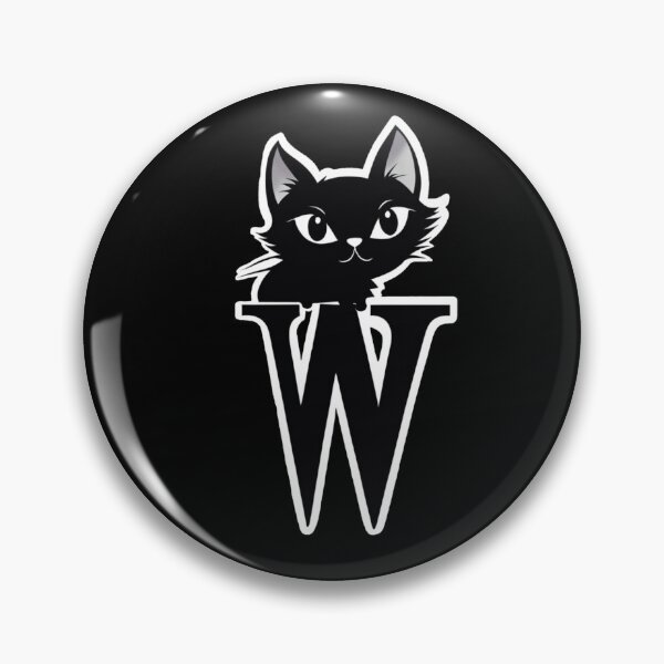 Item preview, Black Capital Letter W Monogram with Black Cat | Alphabet Letters | Cat Illustration designed and sold by UnhingedBird.
