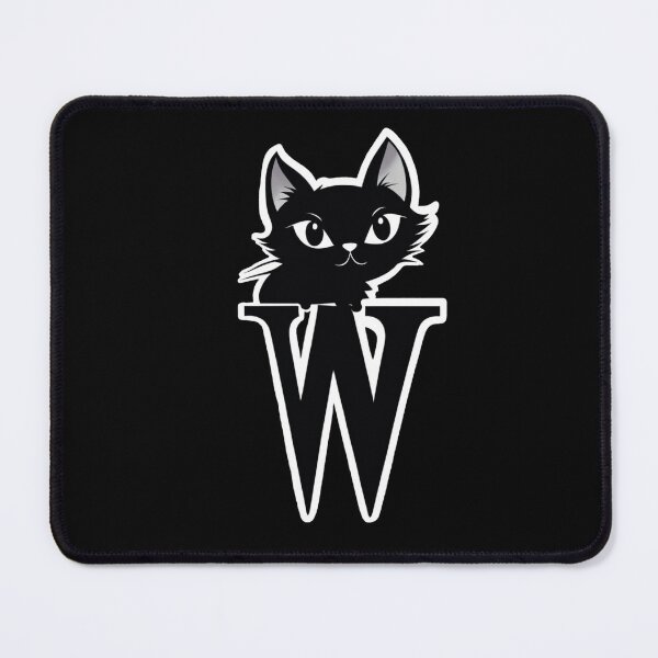 Item preview, Black Capital Letter W Monogram with Black Cat | Alphabet Letters | Cat Illustration designed and sold by UnhingedBird.