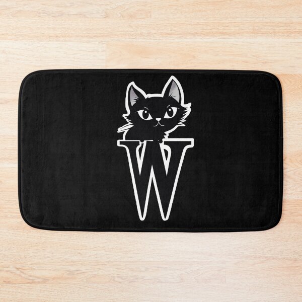 Item preview, Black Capital Letter W Monogram with Black Cat | Alphabet Letters | Cat Illustration designed and sold by UnhingedBird.