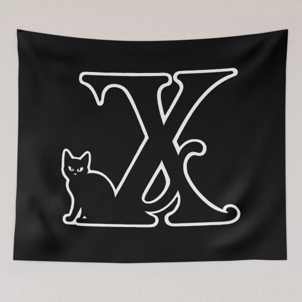 Item preview, Black Capital Letter X Monogram with Black Cat | Alphabet Letters | Cat Illustration designed and sold by UnhingedBird.