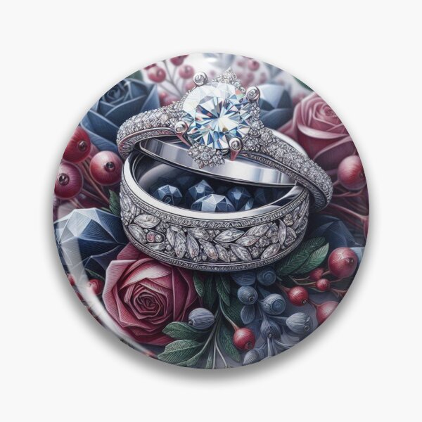 Artikelvorschau, Diamant-Ehering und Rosen entworfen und verkauft von MigWhimsy.