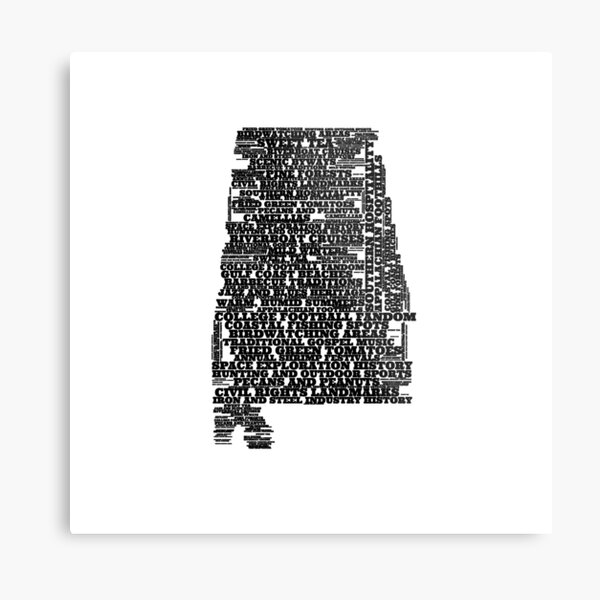 Item preview, Alabama Typography Art (Black and White) designed and sold by mytypeofart.