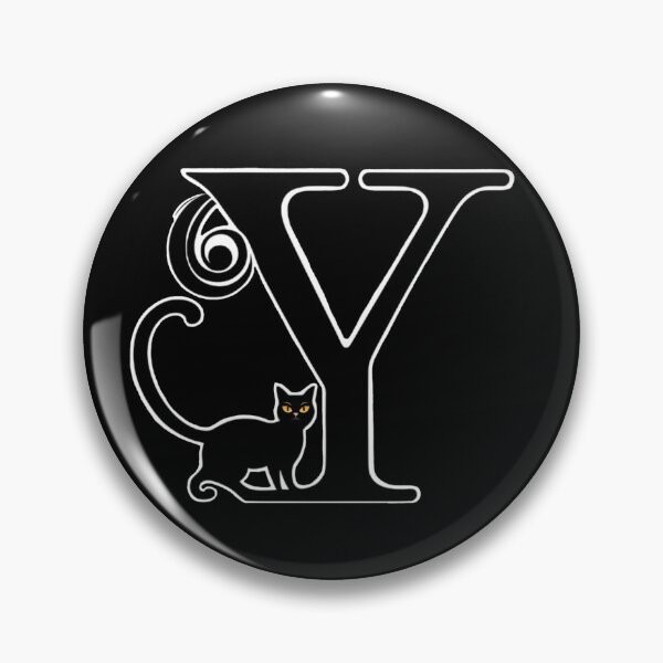 Item preview, Black Capital Letter Y Monogram with Black Cat | Alphabet Letters | Cat Illustration designed and sold by UnhingedBird.