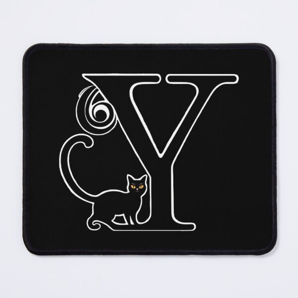 Item preview, Black Capital Letter Y Monogram with Black Cat | Alphabet Letters | Cat Illustration designed and sold by UnhingedBird.