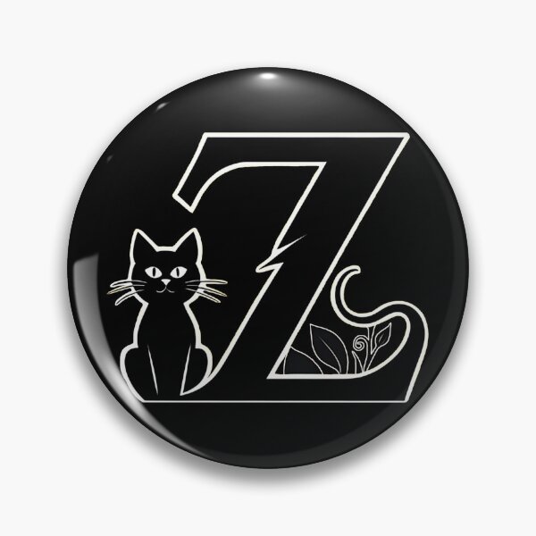 Item preview, Black Capital Letter Z Monogram with Black Cat | Alphabet Letters | Cat Illustration designed and sold by UnhingedBird.