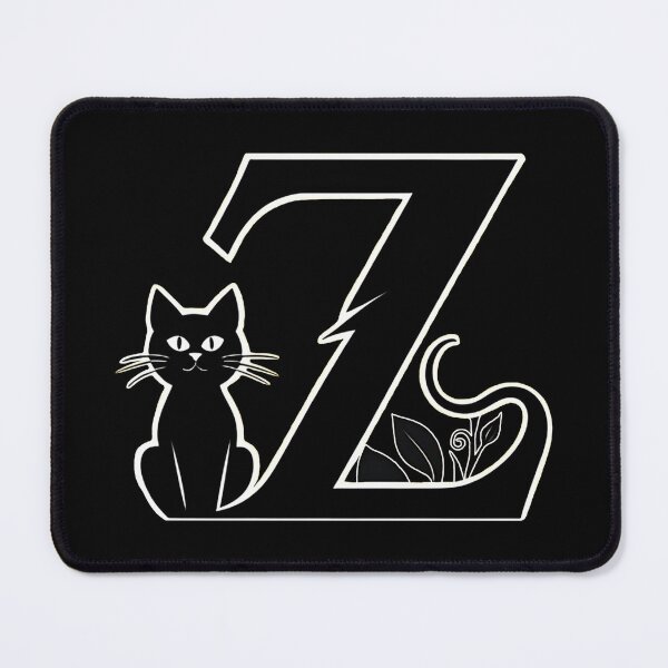 Item preview, Black Capital Letter Z Monogram with Black Cat | Alphabet Letters | Cat Illustration designed and sold by UnhingedBird.