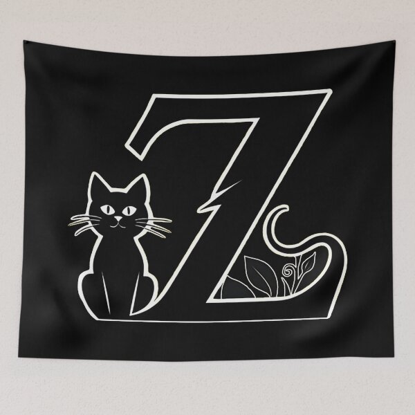 Item preview, Black Capital Letter Z Monogram with Black Cat | Alphabet Letters | Cat Illustration designed and sold by UnhingedBird.