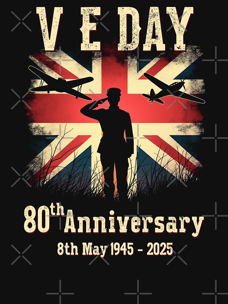 Aperçu 7 sur 7. T-shirt classique avec l'œuvre Jour de la Victoire en Europe, 80e anniversaire de la Seconde Guerre mondiale créée et vendue par Blok45.