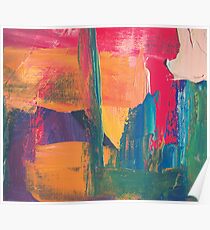 Abstract acrylic painting red, green, orange, purple Poster
