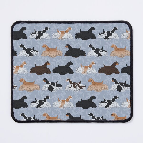 Item preview, American Cocker Spaniel Pattern Gray-Blue designed and sold by Spinyflowerart.