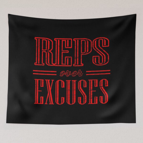 Item preview, Reps Over Excuses | Christian Fitness Motivation | Faith & Fitness Strength Workout | Red design designed and sold by ZechJohnRB.