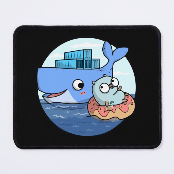 Item preview, Docker Whale and Golang Gopher on Donut designed and sold by Paint-n-Patts.