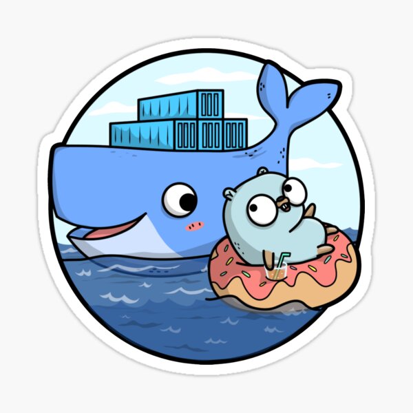 Item preview, Docker Whale and Golang Gopher on Donut designed and sold by Paint-n-Patts.