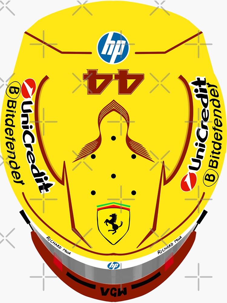 Thumbnail 3 of 3, Sticker, LEWIS Hamilton Ferrari 2025 Helmet Top view designed and sold by Arpitsurana86.