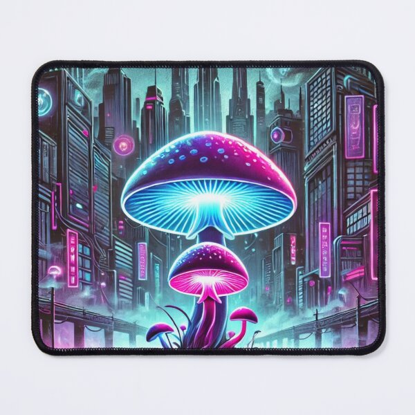 Item preview, Neon Fungi in a Cyberpunk Cityscape designed and sold by Meandmyshop.