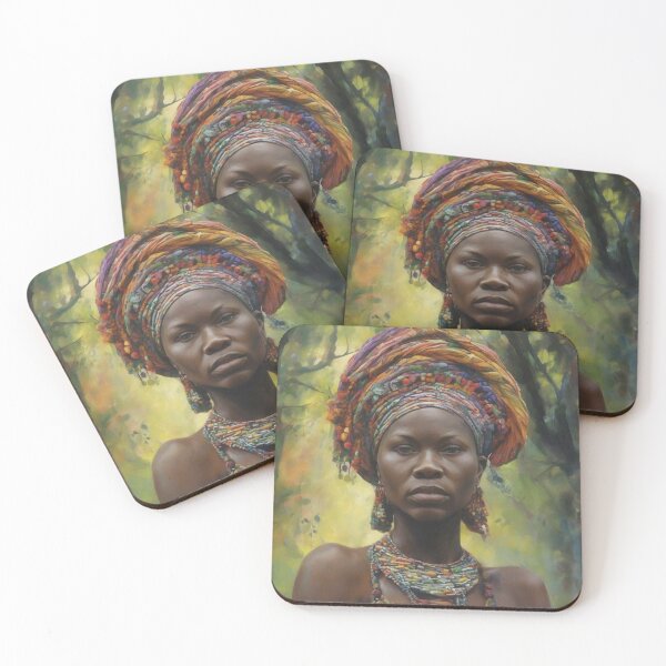 Item preview, Vibrant African Spirituality Art: Colorful Headwrap and Beaded Necklace designed and sold by 'VARI'.
