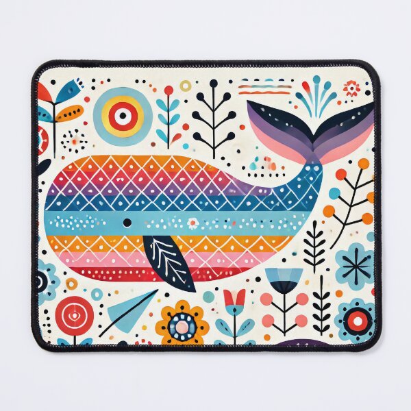 Item preview, Scandinavian Folk Art Rainbow Animals - Cute Colourful Whale by heidiannemorris designed and sold by FOLK ART FUSION.