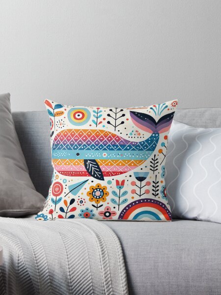 Artikel-Vorschau von Skandinavische Volkskunst-Regenbogen-Tiere - süßer bunter Wal von heidiannemorris, designt und verkauft von FOLK ART FUSION by heidiannemorris.