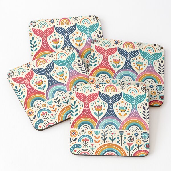 Item preview, Scandinavian Folk Art Rainbow Animals - Three Whale Tails by heidiannemorris designed and sold by FOLK ART FUSION by heidiannemorris.