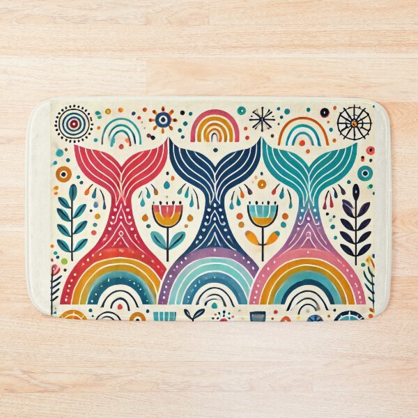 Item preview, Scandinavian Folk Art Rainbow Animals - Three Whale Tails by heidiannemorris designed and sold by FOLK ART FUSION.