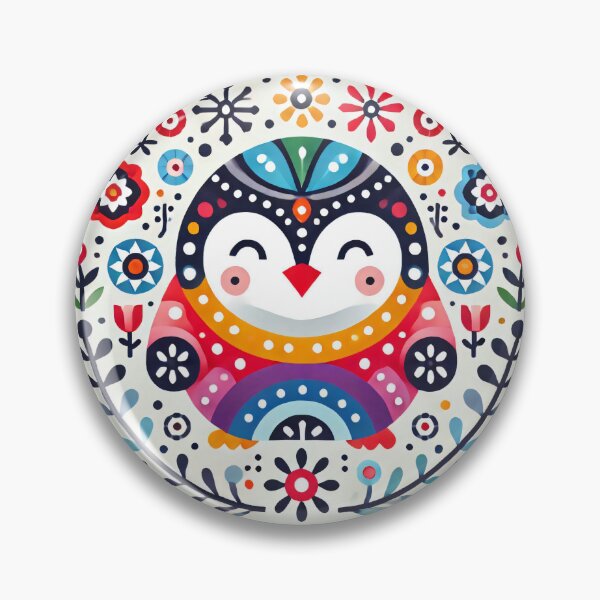 Item preview, Scandinavian Folk Art Rainbow Animals - Cute Colourful Penguin by heidiannemorris designed and sold by FOLK ART FUSION by heidiannemorris.