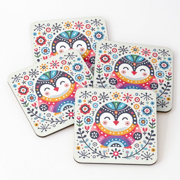 Item preview, Scandinavian Folk Art Rainbow Animals - Cute Colourful Penguin by heidiannemorris designed and sold by FOLK ART FUSION by heidiannemorris.