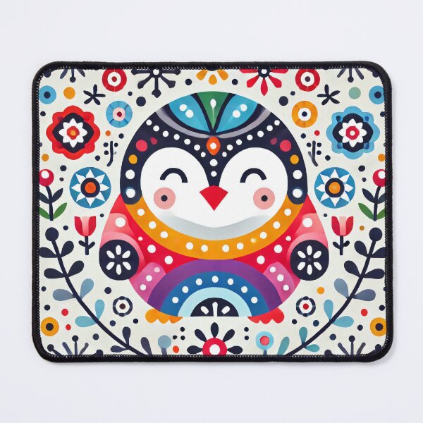 Item preview, Scandinavian Folk Art Rainbow Animals - Cute Colourful Penguin by heidiannemorris designed and sold by FOLK ART FUSION by heidiannemorris.