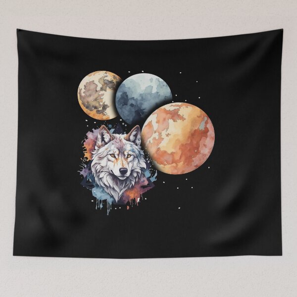 Item preview, Three Moon Wolf 3 Moons Howling At Space Pun Magic Meme designed and sold by Dressed For  Duty.