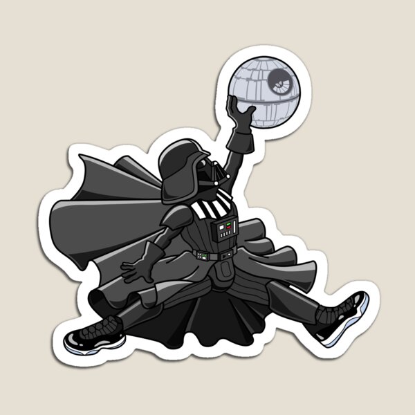 Vista previa del artículo con la obra «Darth Vader en el aire agarrando la Estrella de la Muerte con zapatillas de baloncesto», diseñado y vendido por Pop Tooner.
