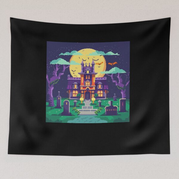 Item preview, Transylvania Night Haunted House Mansion Halloween Pixel Art designed and sold by Dressed For  Duty.