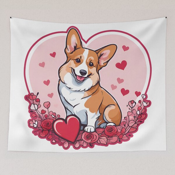 Item preview, Corgi Love – Welsh Corgi Valentine’s Illustration designed and sold by GoodyPaws.