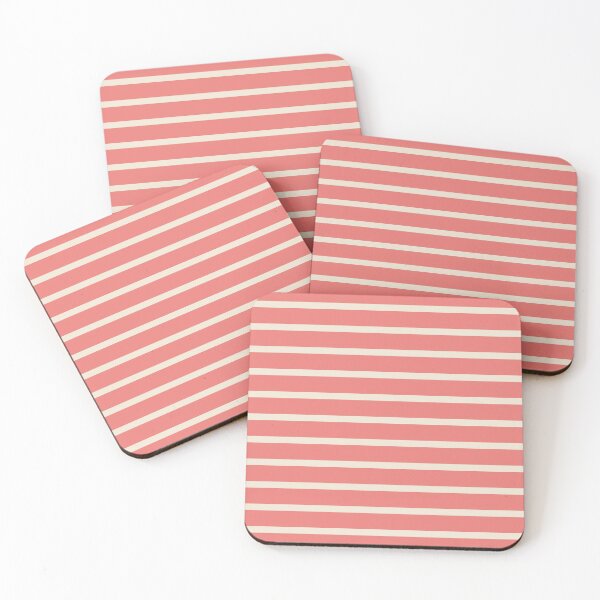 Item preview, Coral red and light cream stripes designed and sold by Latte Design.