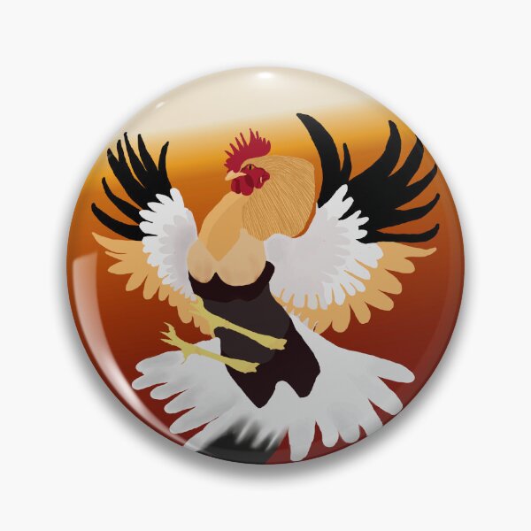 Item preview, When you fall in love with chickens, their beautiful white, black and yellow feathers are a delight on a round orange background. designed and sold by CSCool.