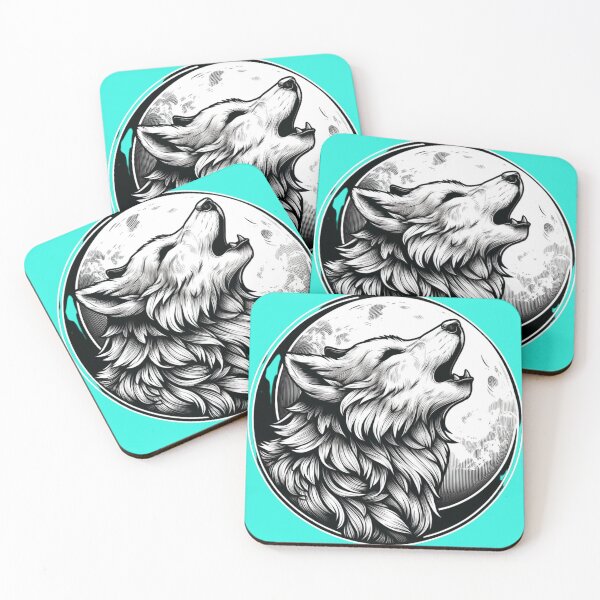 Item preview, Realistic Wolf Howling at the Moon – Highly Detailed Line Art designed and sold by Nauert's.