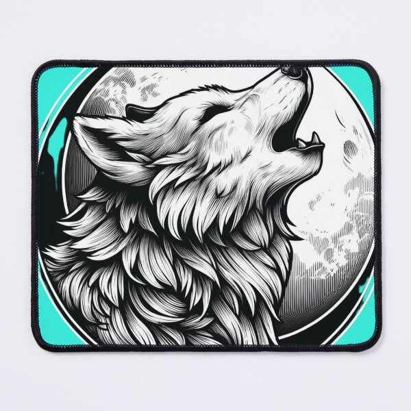 Item preview, Realistic Wolf Howling at the Moon – Highly Detailed Line Art designed and sold by Nauert's.