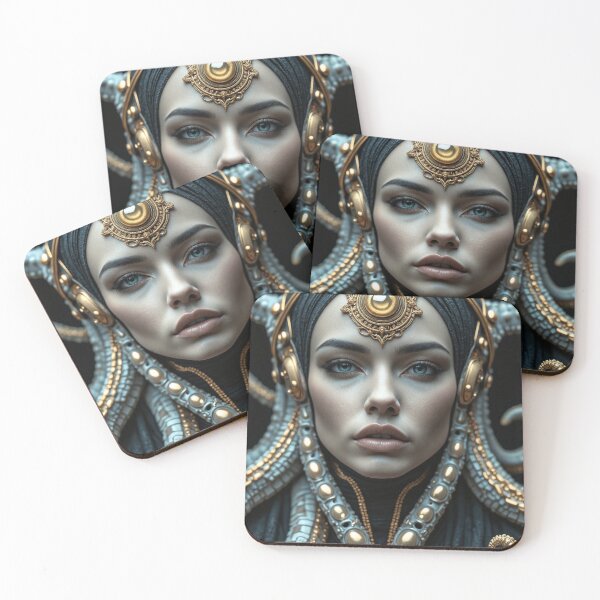 Item preview, Woman wearing a helmet with tentacles and gold details designed and sold by Giuseppe Cammino.