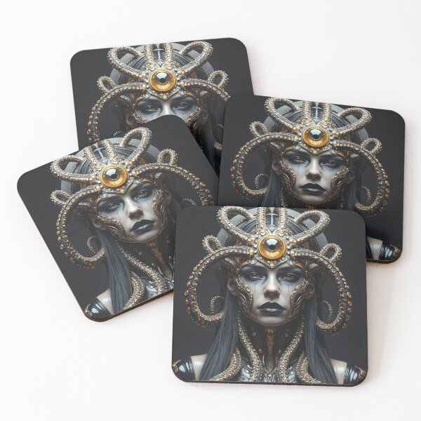 Item preview, Woman wearing a helmet with tentacles and gold details designed and sold by Giuseppe Cammino.